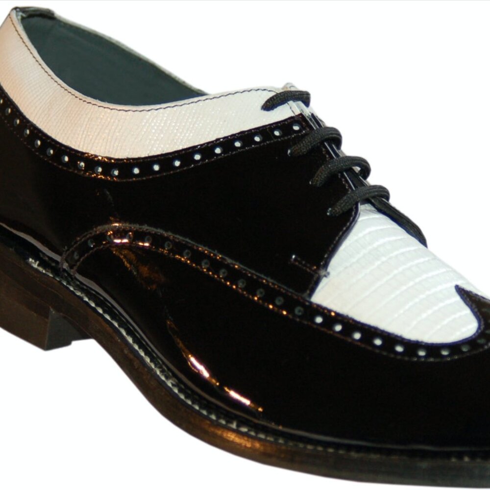 New Stacy Baldwin Black and White Spectator Leather Wingtip Shoes